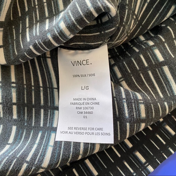 NWT VINCE Interlace Print Silk V-Neck Caftan Dress, Womens Large - Picture 12 of 13